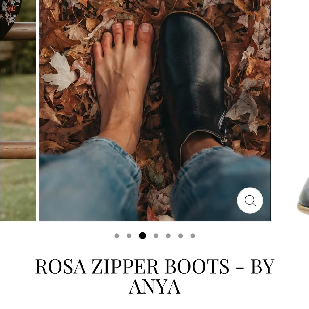 Black Ankle Boots Rosa Zipper boots barefoot shoes by Anya - Picture 6 of 13